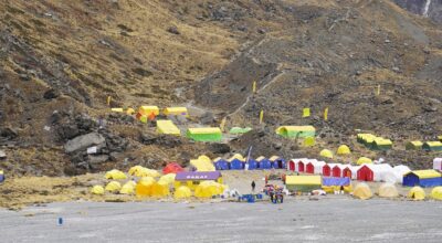 पदमार्गका लागि अन्नपूर्ण आधार शिविरमा पर्यटकको चहलपहल